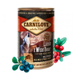 CARNILOVE WILD MEAT LAMB & WILD BOAR  konservi suņiem Jērs, mežacūka 400g
